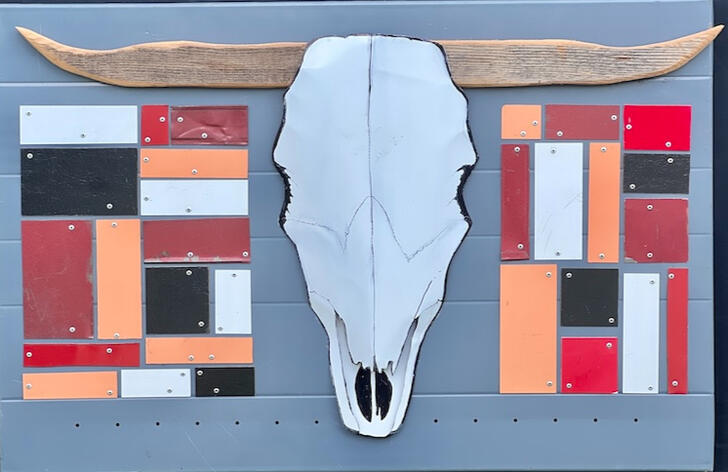 Vermillion with Steer Skull 36" x 24" $750