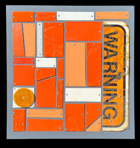 50/50 Warning on Grey 24" x 22" $500